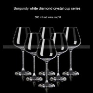 Bordeaux and Burgundy Goblet Set Crystal Wine Glass Silver Diamond Decanter