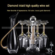 Burgundy Wine Glass Set Gold Diamond Crystal Wine Goblet Set with Decanter Burgundy Wine Glass Set Gold Diamond Crystal Wine Goblet Set with Decanter