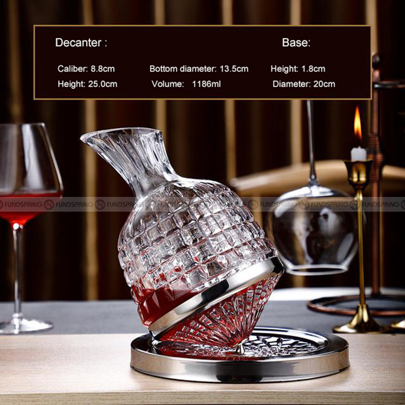 Tumbler Decanter with Lid Crystal Glass Stainless Steel Rotating Base Tumbler Decanter with Lid Crystal Glass Stainless Steel Rotating Base