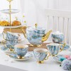 Elegant Bone China Tea Set with Saucers, Electric Blue Marble Pattern, and Coffee Cups - 15 Pieces Elegant Bone China Tea Set with Saucers, Electric Blue Marble Pattern, and Coffee Cups - 15 Pieces