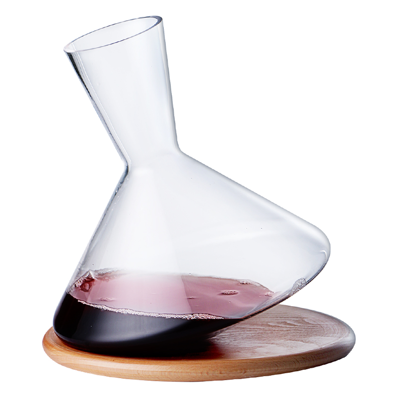 Crystal Glass Wine Decanter Balance Tumbler with Wooden Base Decanter