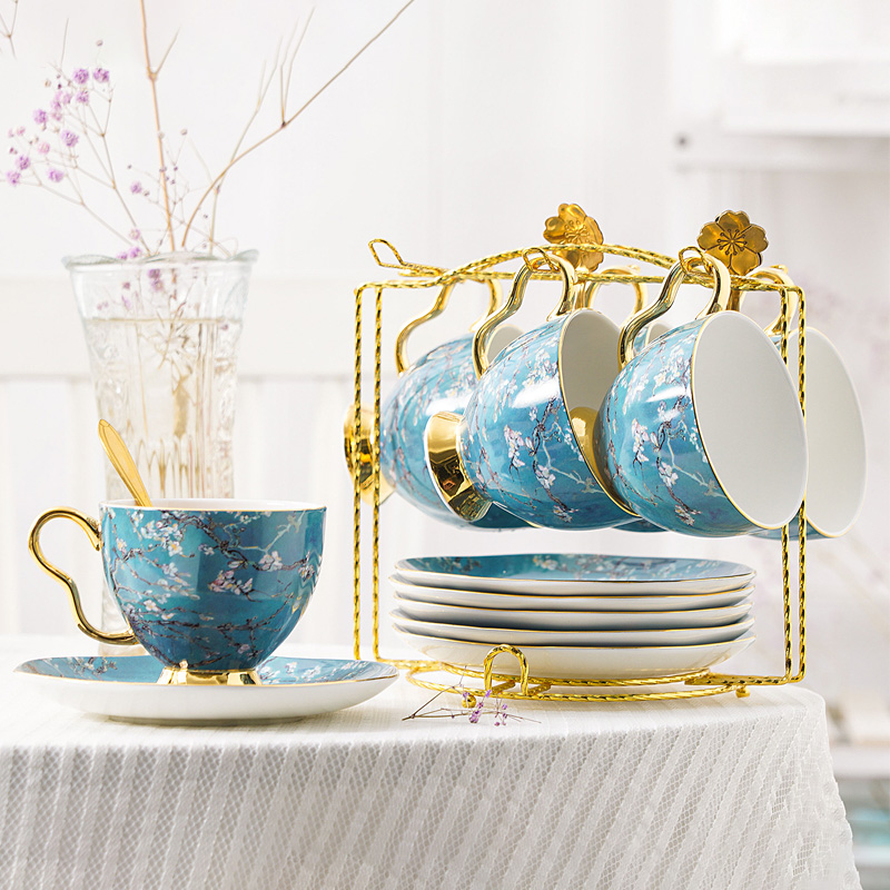 Elegant Bone China Tea Set with Glass Teapot and Ceramic Infuser, Candle Holder, Cups, and Saucers - 15 Pieces