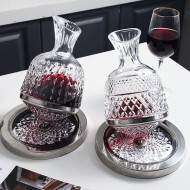 뚜껑 크리스탈 유리 스테인레스 스틸 회전 베이스가 있는 텀블러 디켄터