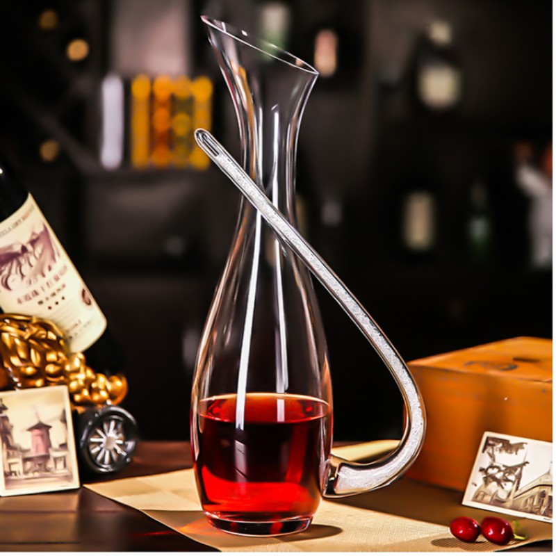 Bordeaux and Burgundy Goblet Set Crystal Wine Glass Silver Diamond Decanter