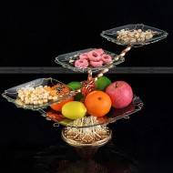 Crystal Glass Wrought Iron 2-4 Tiered Stand Festival Snack Fruit Plate Crystal Glass Wrought Iron 2-4 Tiered Stand Festival Snack Fruit Plate