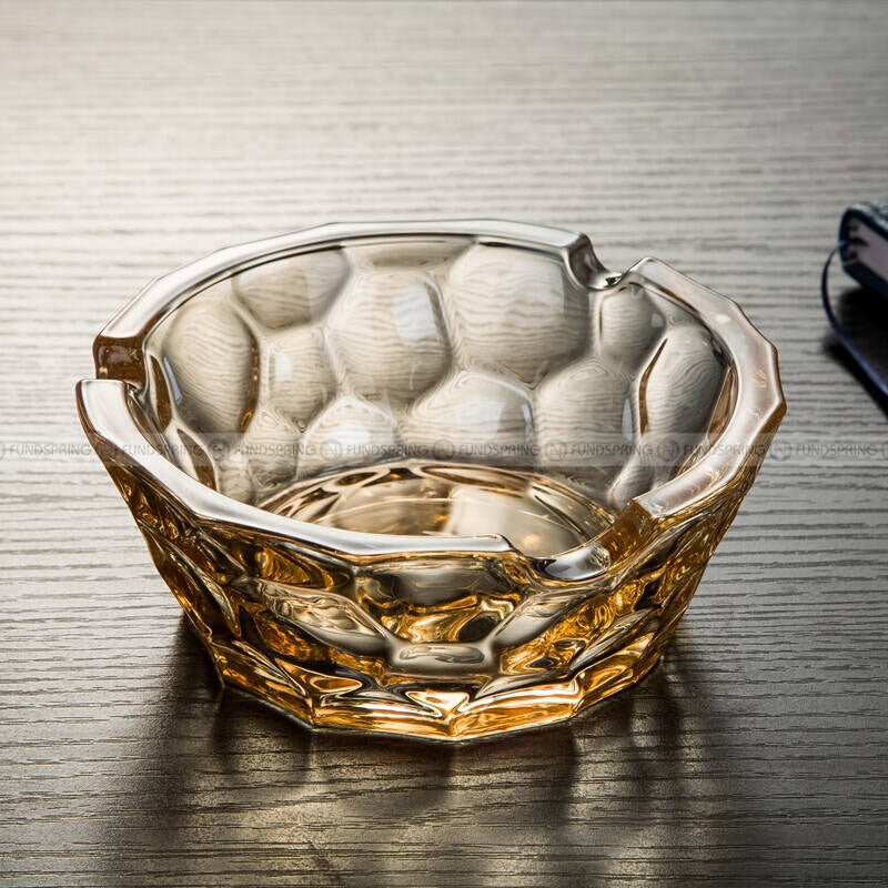 Honeycomb Crystal Glass Ashtray Household Brown Ashtray Cigar Ashtray