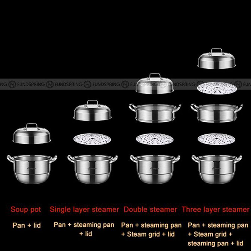 304 Stainless Steel Large Soup Pot 3-layer Big Capacity Steamer 304 Stainless Steel Large Soup Pot 3-layer Big Capacity Steamer