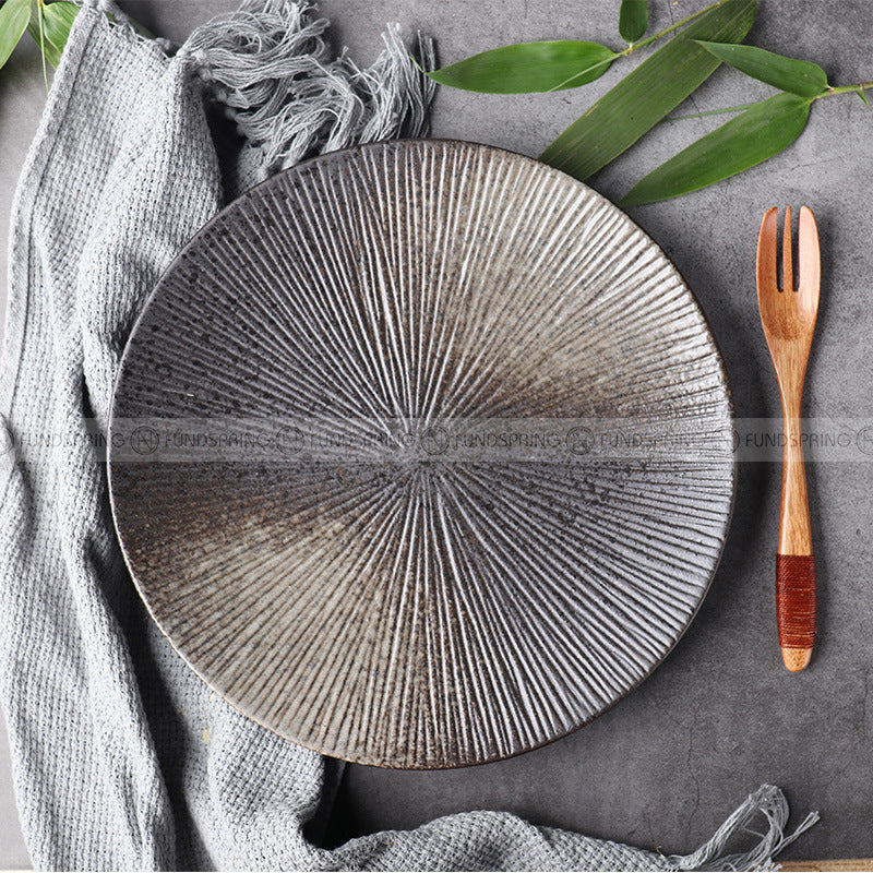 Artistic Striped Ceramic Dinner Plates - Set of 2, Sizes 8" and 10" Artistic Striped Ceramic Dinner Plates - Set of 2, Sizes 8" and 10"