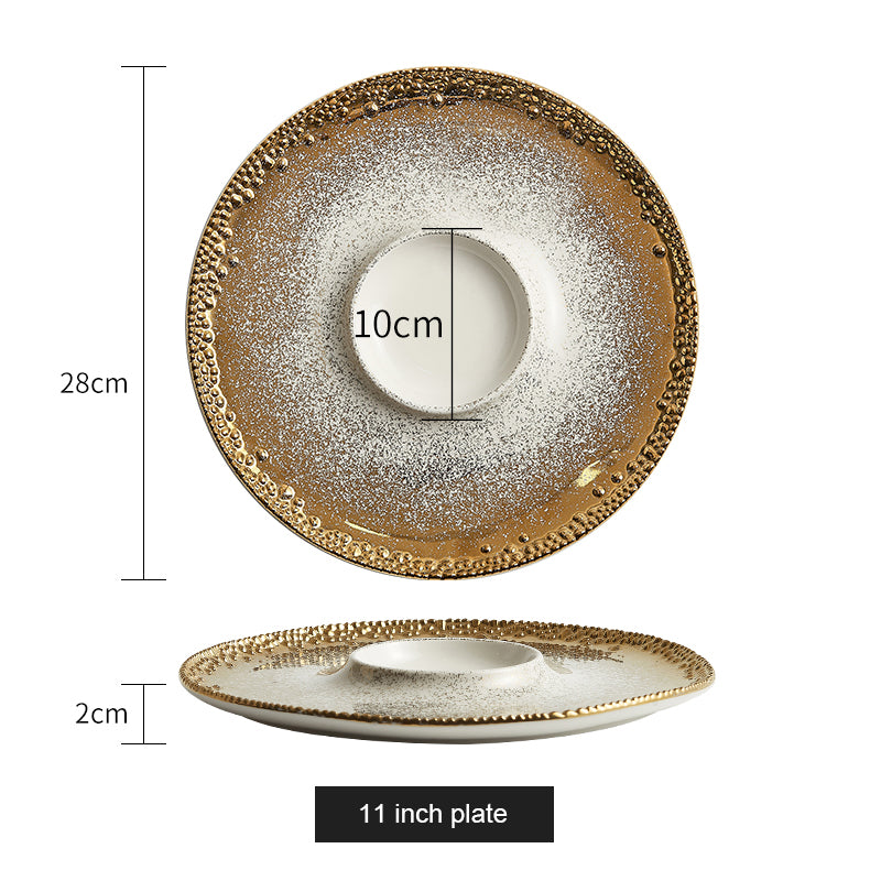 Fafartc Gypsophila Series Dinnerware Ceramic Dining Plate Flat Plate Gold-white Shallow Bowl Fafartc Gypsophila Series Dinnerware Ceramic Dining Plate Flat Plate Gold-white Shallow Bowl