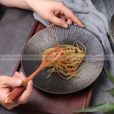 Artistic Striped Ceramic Dinner Plates - Set of 2, Sizes 8" and 10" Artistic Striped Ceramic Dinner Plates - Set of 2, Sizes 8" and 10"