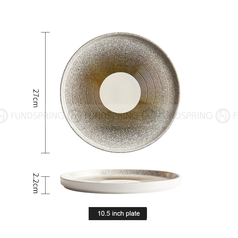 Designer Dinnerware Weiss Series Ceramic White/Golden Bowls Plates Designer Dinnerware Weiss Series Ceramic White/Golden Bowls Plates