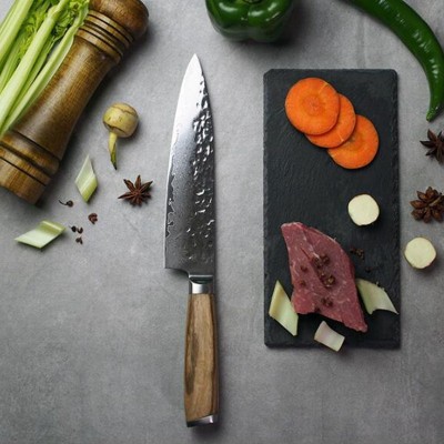 Hammer Grain 8-Inch Steel Knife Log Handle Multi-purpose Cooking Knife Hammer Grain 8-Inch Steel Knife Log Handle Multi-purpose Cooking Knife