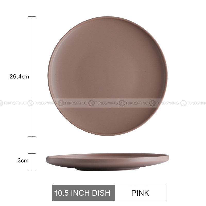 Nordic Ceramic Flat Plate Fruit Salad Plate Matte Shallow Plate Nordic Ceramic Flat Plate Fruit Salad Plate Matte Shallow Plate