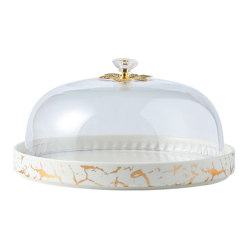 Stylish Afternoon Tea Ceramic Cake Pan with Lid: Elegant Snack and Fruit Plate Stand Stylish Afternoon Tea Ceramic Cake Pan with Lid: Elegant Snack and Fruit Plate Stand