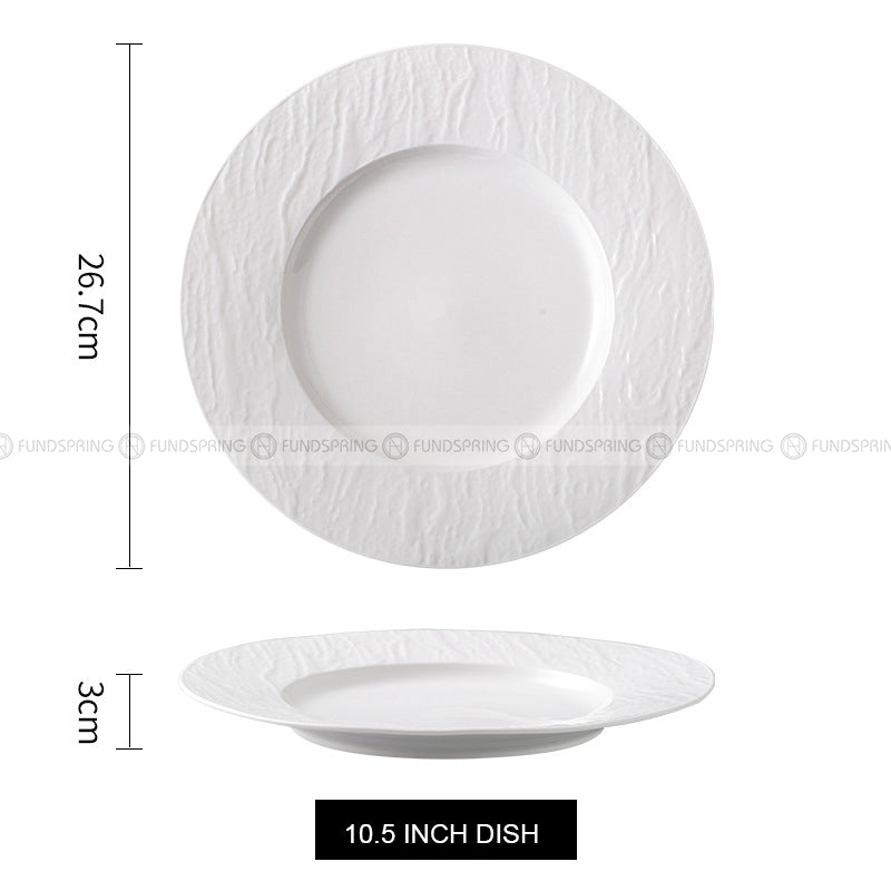 Simple White Dinnerware Ceramic Dinner Plates Round Flat Steak Plates 10.5" Simple White Dinnerware Ceramic Dinner Plates Round Flat Steak Plates 10.5"