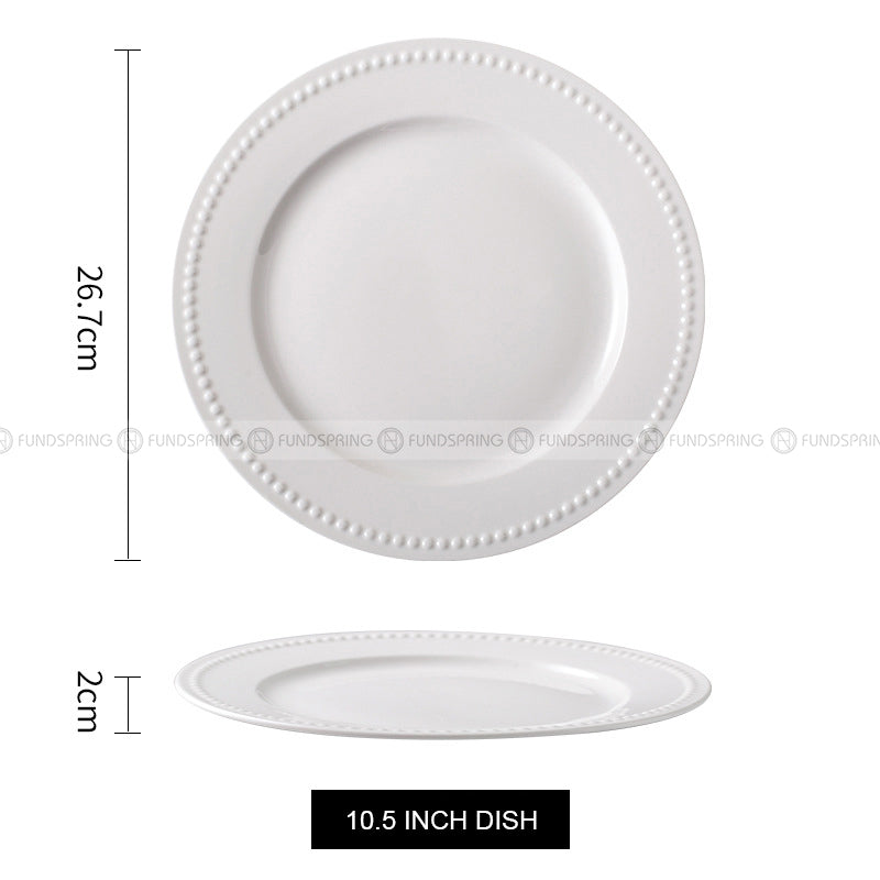 Simple White Dinnerware Ceramic Dinner Plates Round Flat Steak Plates 10.5" Simple White Dinnerware Ceramic Dinner Plates Round Flat Steak Plates 10.5"