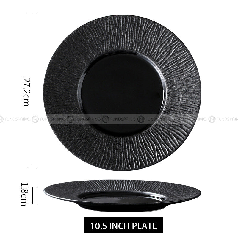 Nordic Simple Black Tableware Ceramic Shallow Plate Porcelain Plate Nordic Simple Black Tableware Ceramic Shallow Plate Porcelain Plate