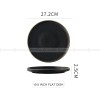 Ceramic Round Plate With Golden Edge Frosted Black Plates Flat Plates Ceramic Round Plate With Golden Edge Frosted Black Plates Flat Plates