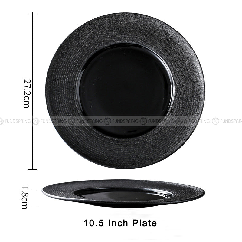 Nordic Simple Black Tableware Ceramic Shallow Plate Porcelain Plate Nordic Simple Black Tableware Ceramic Shallow Plate Porcelain Plate