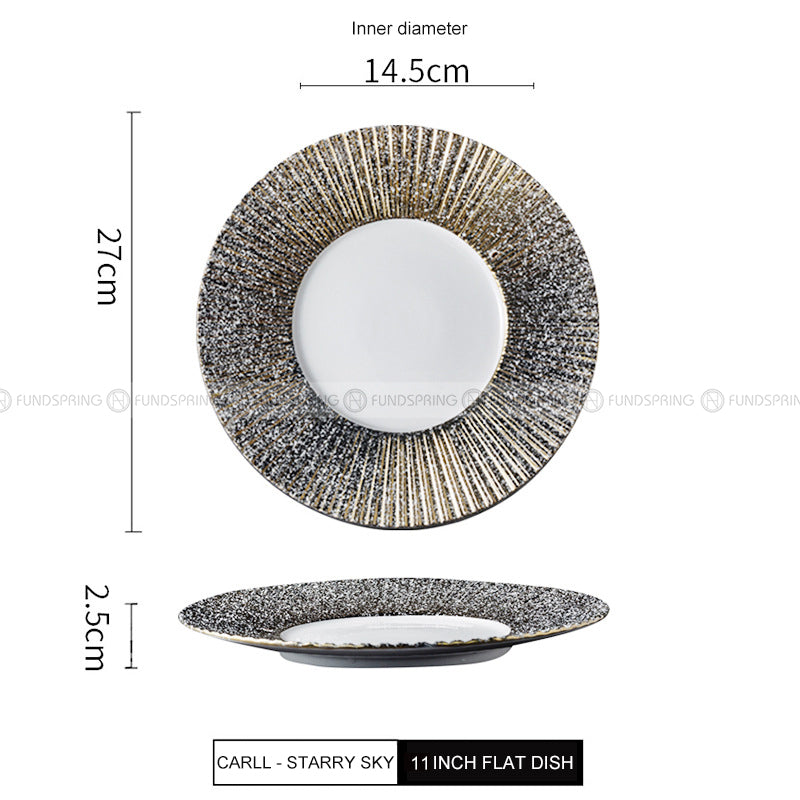 Carll Solar Series Dinnerware Collection Hotel Dishes Golden/White Dinner Plate Carll Solar Series Dinnerware Collection Hotel Dishes Golden/White Dinner Plate
