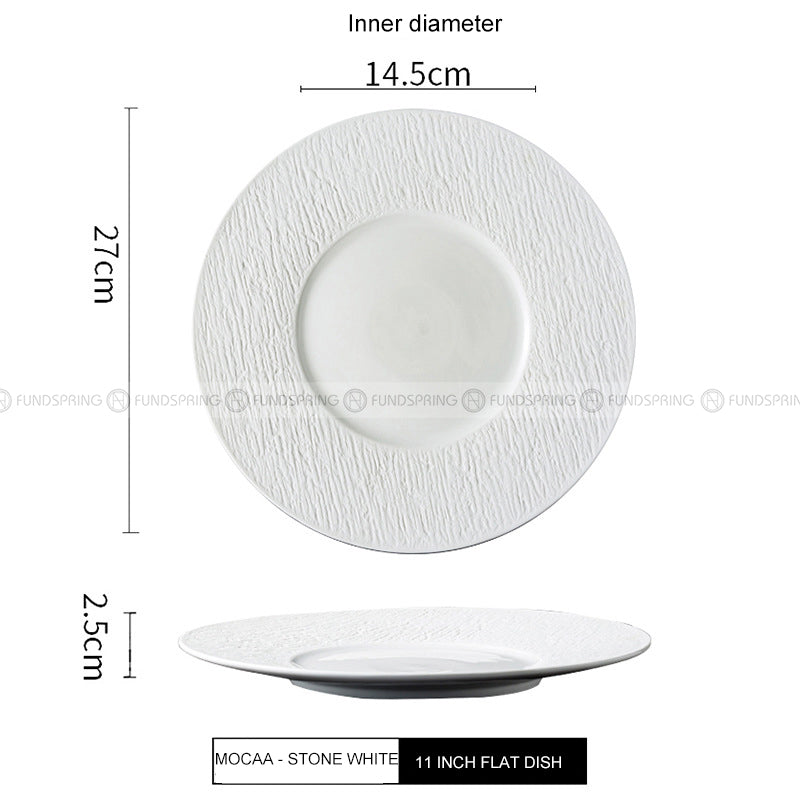 Mocaa Stone Series White Tableware Ceramic Dinnerware Shallow Plate Mocaa Stone Series White Tableware Ceramic Dinnerware Shallow Plate