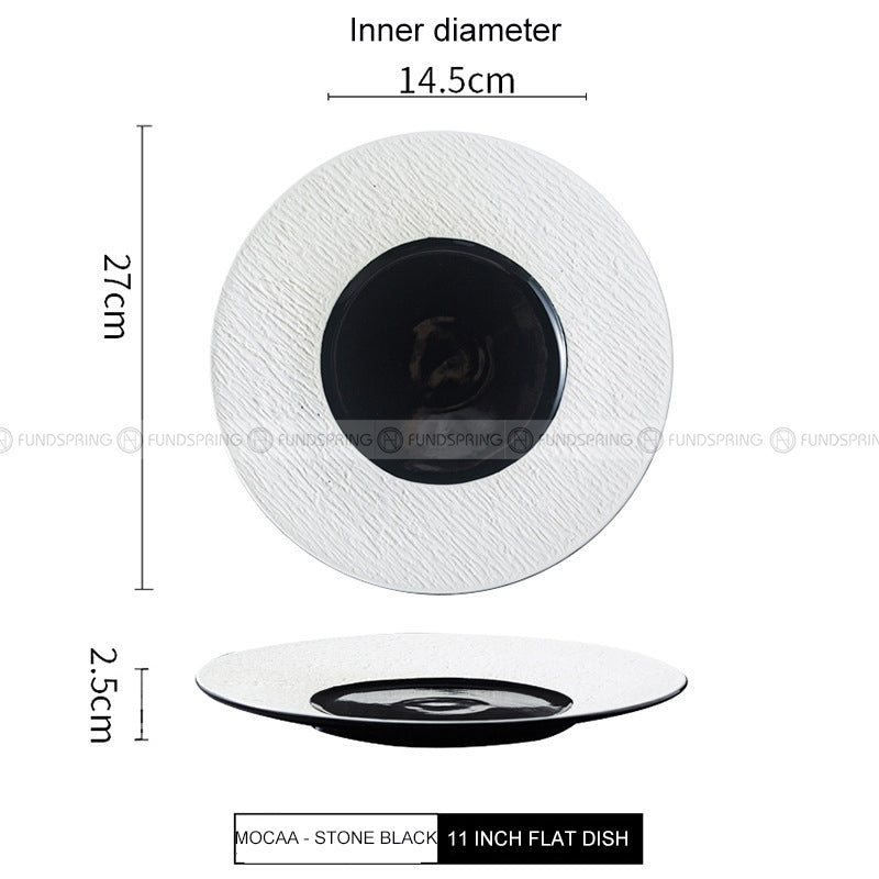 Mocaa Stone Series Black-white Dinnerware Ceramic Plate Shallow Plate Mocaa Stone Series Black-white Dinnerware Ceramic Plate Shallow Plate