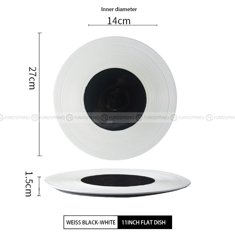 Weiss Dinnerware Collection Designer White/Black Dinner Plate Weiss Dinnerware Collection Designer White/Black Dinner Plate