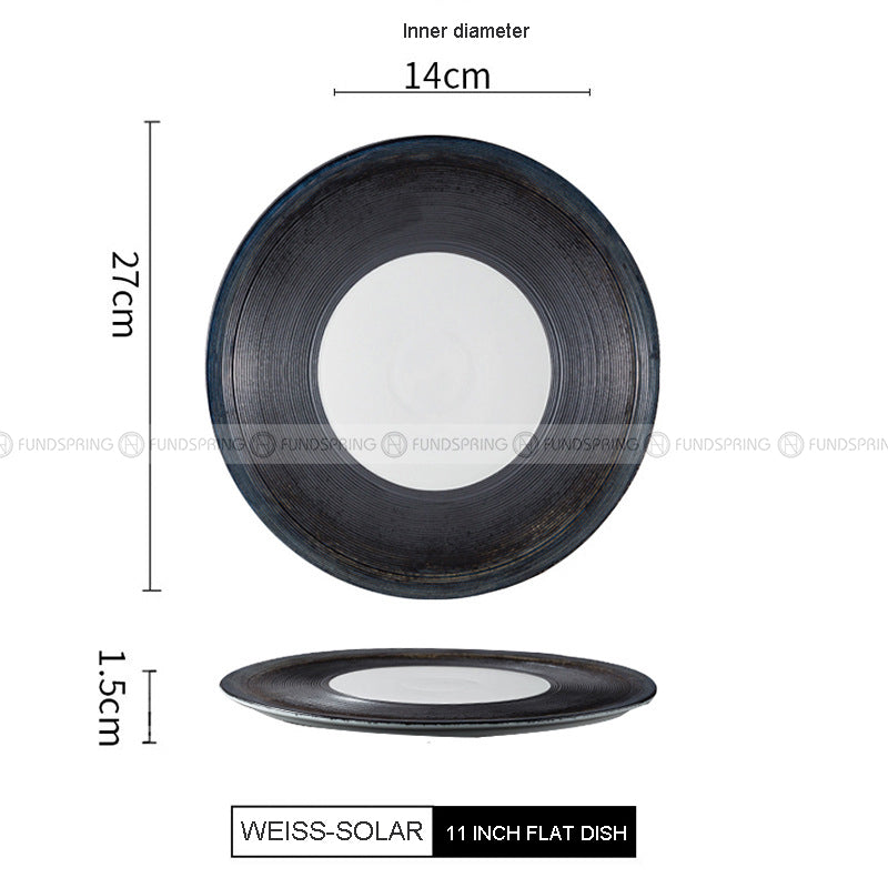 Nordic Dinnerware Weiss Series Ceramic Navy/Black/White Dinner Plate Nordic Dinnerware Weiss Series Ceramic Navy/Black/White Dinner Plate