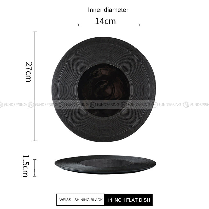 Designer Tableware Collection Weiss Series Ceramic Dish Black Plate Designer Tableware Collection Weiss Series Ceramic Dish Black Plate