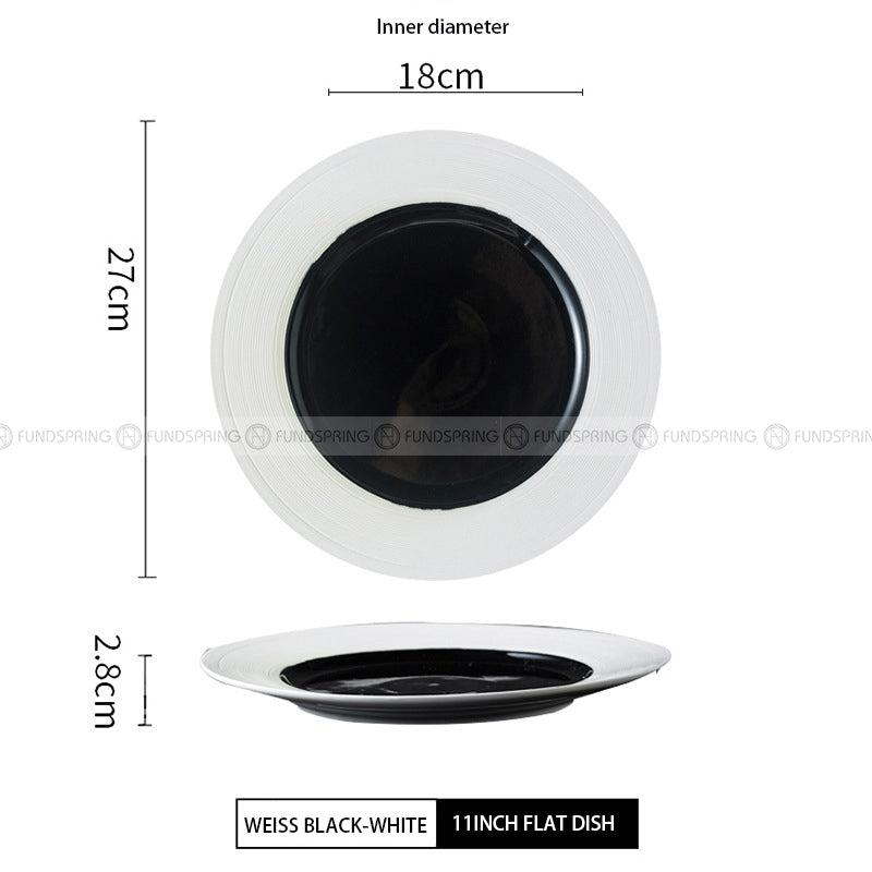 Weiss Dinnerware Collection Designer White/Black Dinner Plate Weiss Dinnerware Collection Designer White/Black Dinner Plate