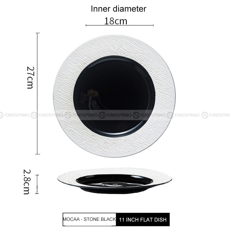 Mocaa Stone Series Black-white Dinnerware Ceramic Plate Shallow Plate Mocaa Stone Series Black-white Dinnerware Ceramic Plate Shallow Plate