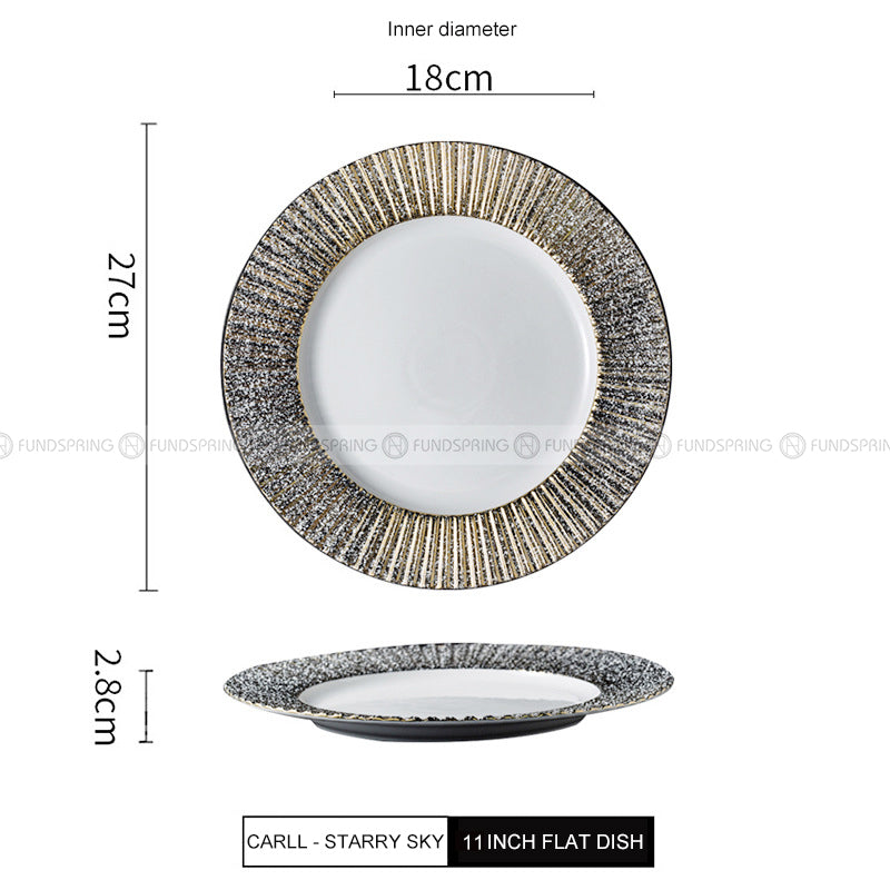 Carll Solar Series Dinnerware Collection Hotel Dishes Golden/White Dinner Plate Carll Solar Series Dinnerware Collection Hotel Dishes Golden/White Dinner Plate