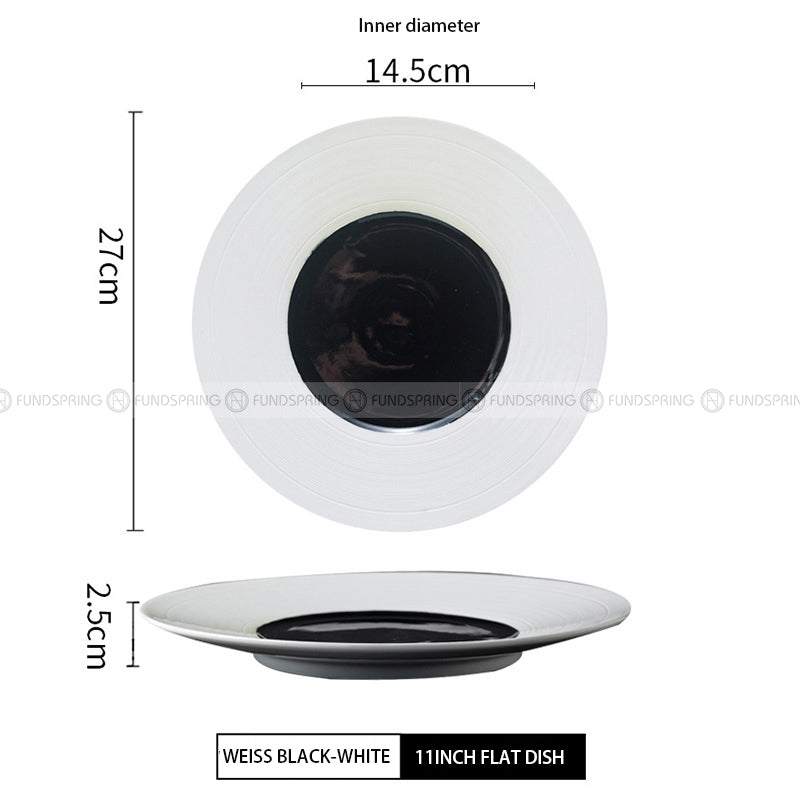 Weiss Dinnerware Collection Designer White/Black Dinner Plate Weiss Dinnerware Collection Designer White/Black Dinner Plate