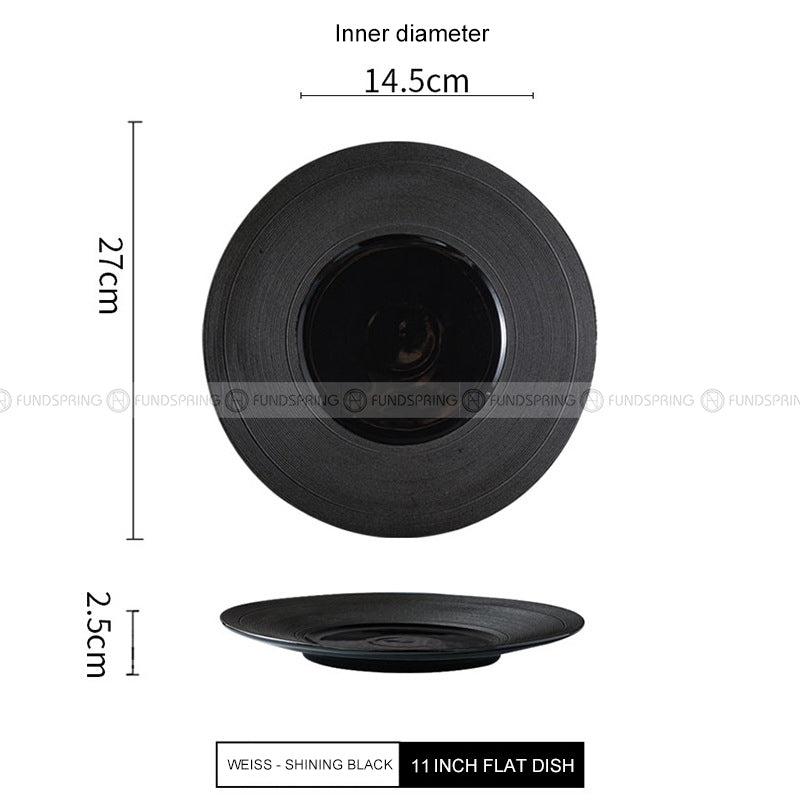 Designer Tableware Collection Weiss Series Ceramic Dish Black Plate Designer Tableware Collection Weiss Series Ceramic Dish Black Plate