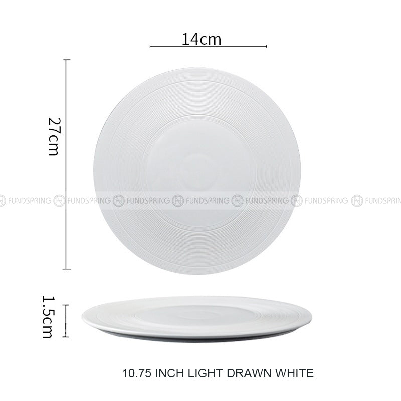 Minimalist Solid Color Plate Ceramic Brushed Round Flat Plates 12" Minimalist Solid Color Plate Ceramic Brushed Round Flat Plates 12"