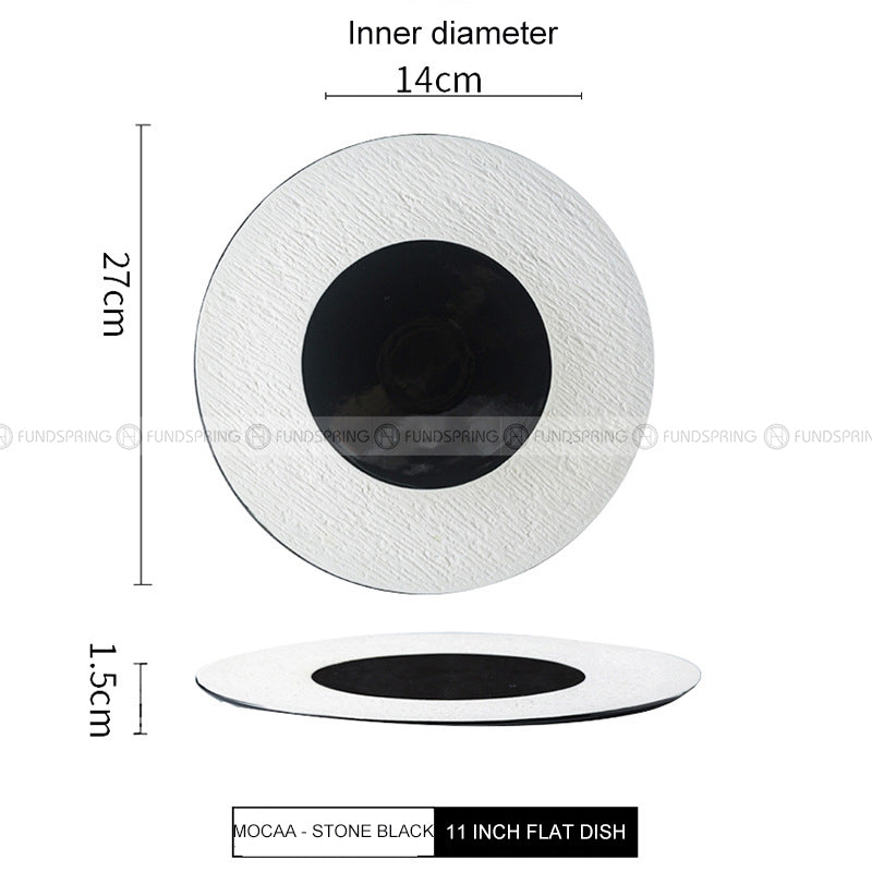 Mocaa Stone Series Black-white Dinnerware Ceramic Plate Shallow Plate Mocaa Stone Series Black-white Dinnerware Ceramic Plate Shallow Plate