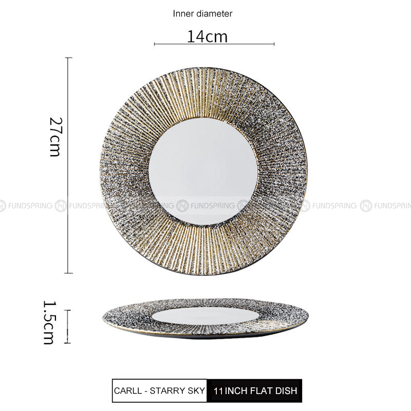 Carll Solar Series Dinnerware Collection Hotel Dishes Golden/White Dinner Plate Carll Solar Series Dinnerware Collection Hotel Dishes Golden/White Dinner Plate
