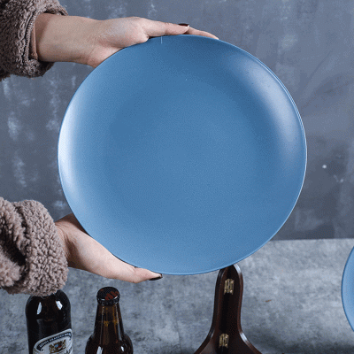 Nordic Matt Blue Tableware Ceramic Dinnerware Round and Irregular Plate Nordic Matt Blue Tableware Ceramic Dinnerware Round and Irregular Plate