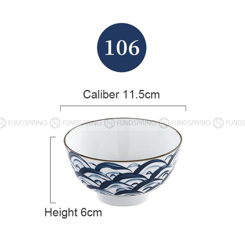 Blue and White Under Glazed Ceramic Bowl Japan Style 4.5" Set of 4 Blue and White Under Glazed Ceramic Bowl Japan Style 4.5" Set of 4
