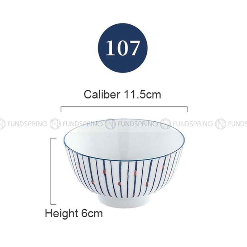 Blue and White Under Glazed Ceramic Bowl Japan Style 4.5" Set of 4 Blue and White Under Glazed Ceramic Bowl Japan Style 4.5" Set of 4