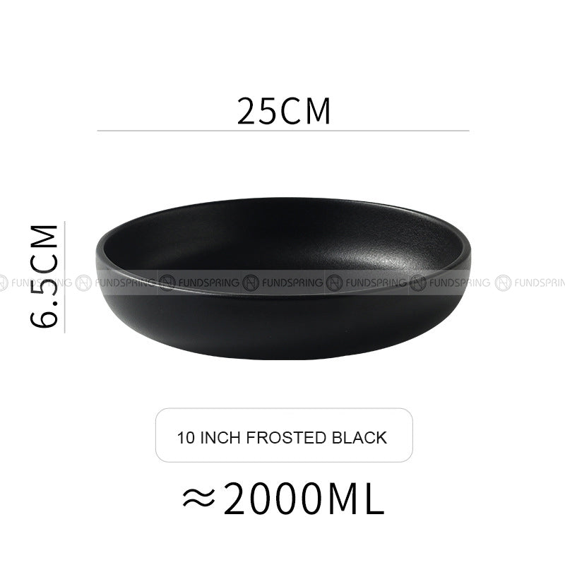 Ceramic Round Serving Bowl Wide Shallow Bowl Black Matte Bowl Ceramic Round Serving Bowl Wide Shallow Bowl Black Matte Bowl
