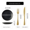 Ceramic Round Plate With Golden Edge Frosted Black Plates Flat Plates Ceramic Round Plate With Golden Edge Frosted Black Plates Flat Plates
