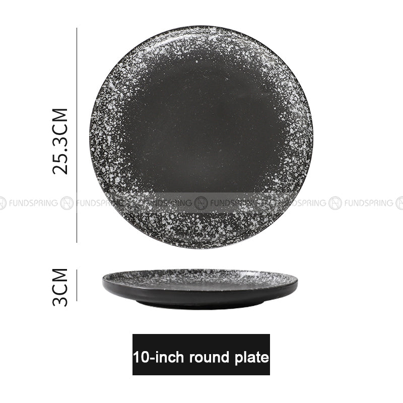 Japanese-Inspired Ceramic Elegance: Round Plate Dinnerware Set of 2 (8" and 10") Japanese-Inspired Ceramic Elegance: Round Plate Dinnerware Set of 2 (8" and 10")