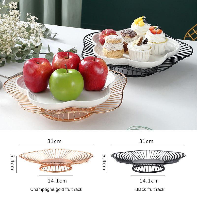 Nordic Dessert Display Stand: Creative Iron Rack with Cake Plate and Fruit Basket Nordic Dessert Display Stand: Creative Iron Rack with Cake Plate and Fruit Basket