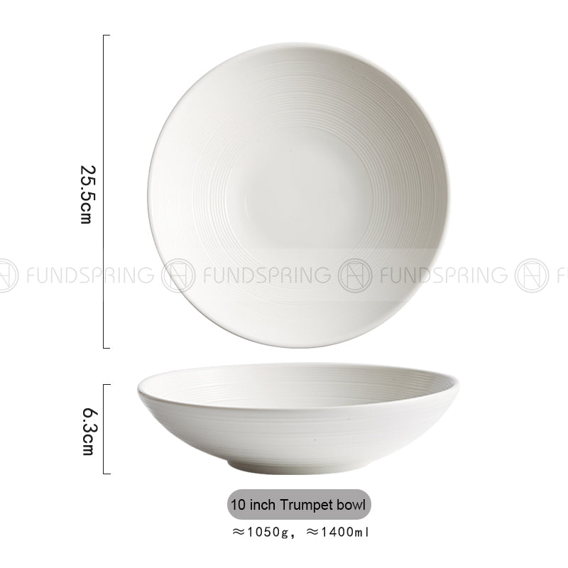 Nordic Ceramic Underglaze Dinnerware Weiss Series White Trumpet Bowl Nordic Ceramic Underglaze Dinnerware Weiss Series White Trumpet Bowl