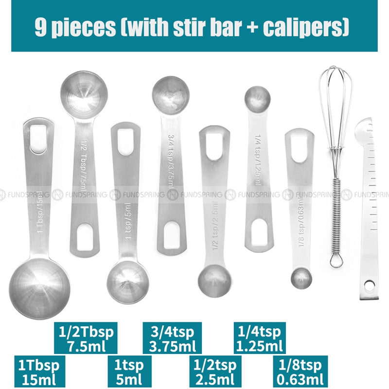 Stainless Steel Baking Scale Measuring Spoon Set Calipers Stir Bar Stainless Steel Baking Scale Measuring Spoon Set Calipers Stir Bar
