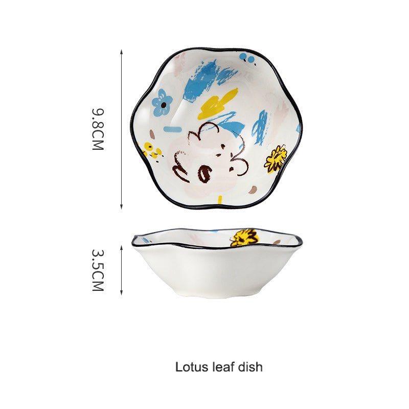 Hand-Drawn Doodle Ceramic Bowls and Plates - Household Dinnerware Hand-Drawn Doodle Ceramic Bowls and Plates - Household Dinnerware
