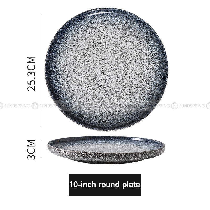 Japanese-Inspired Ceramic Elegance: Round Plate Dinnerware Set of 2 (8" and 10") Japanese-Inspired Ceramic Elegance: Round Plate Dinnerware Set of 2 (8" and 10")