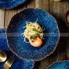 Ceramic Dinner Plate Creative Blue Steak Plate Petal Edge Plate 8" and 10" Set of 2 Ceramic Dinner Plate Creative Blue Steak Plate Petal Edge Plate 8" and 10" Set of 2