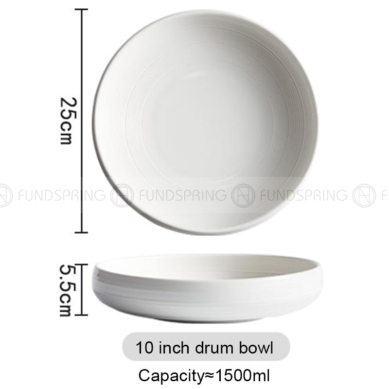 Weiss Series Dinner Ware White Drum Bowl Ceramic Salad Bowl Weiss Series Dinner Ware White Drum Bowl Ceramic Salad Bowl